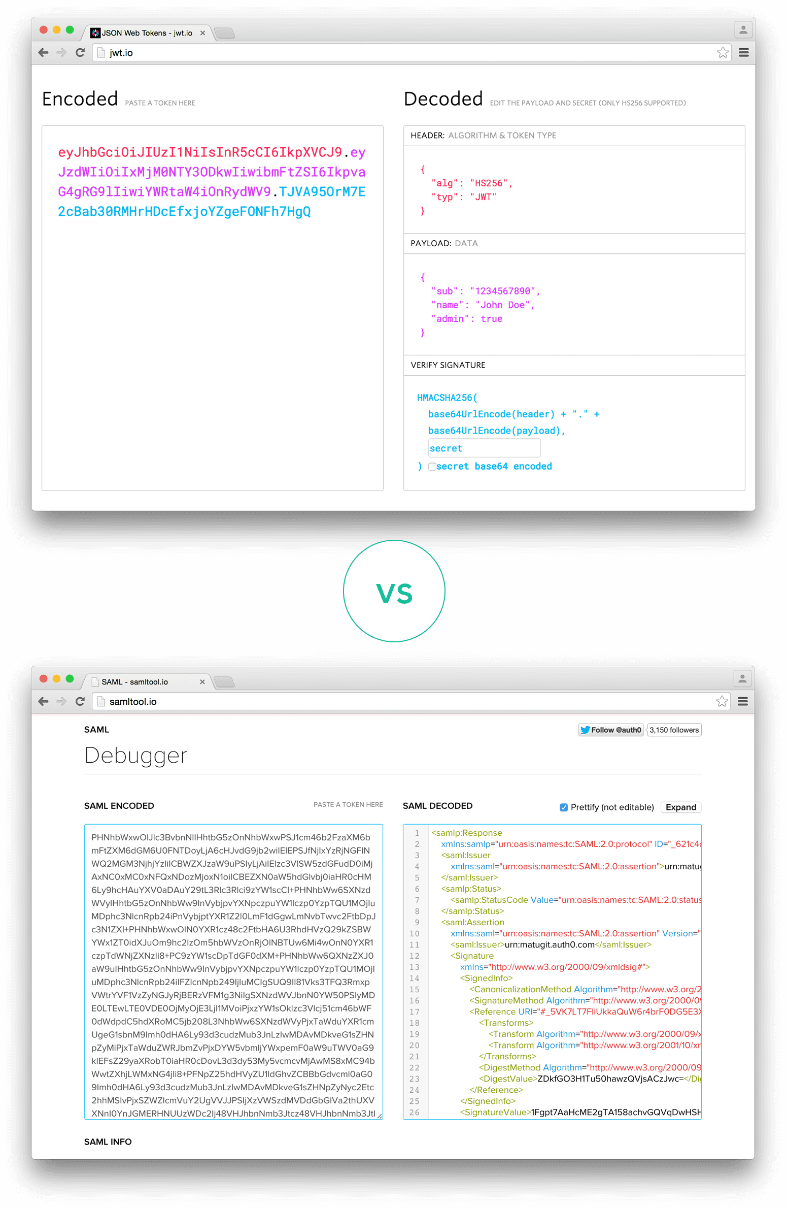 comparing the length of an encoded JWT and an encoded SAML