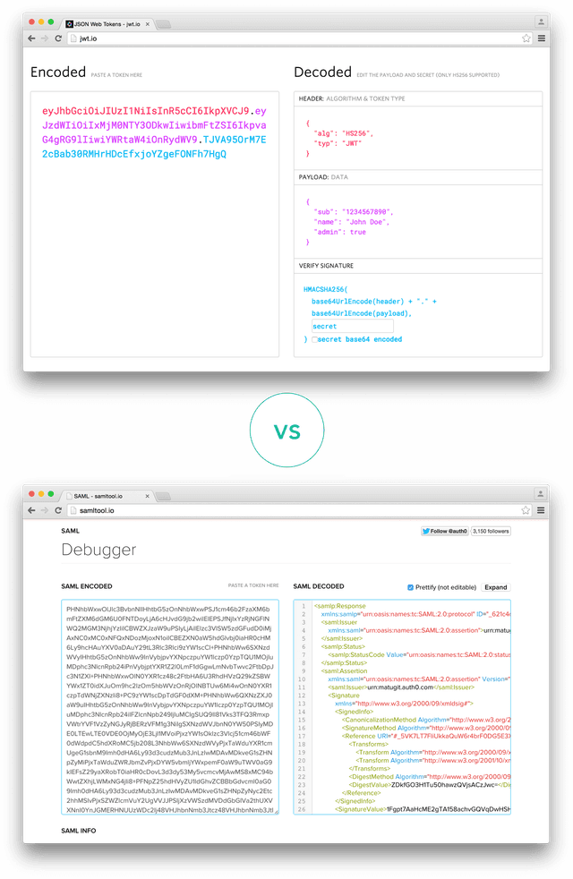 comparing the length of an encoded JWT and an encoded SAML